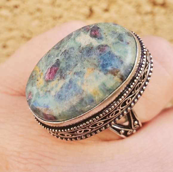 New Ruby in Fuchsite 925 Silver Ring. - Picture 15 of 16